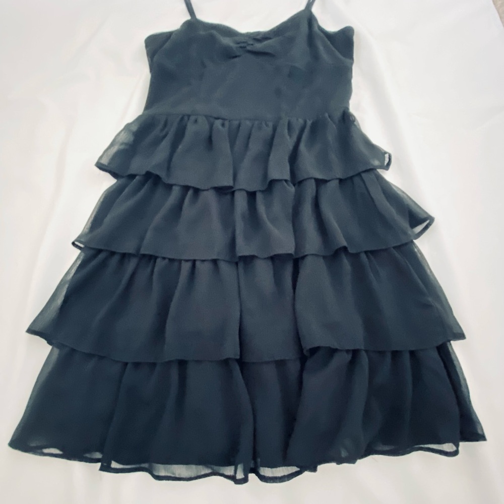 Aeropostale Petite Small Black layered ruffle mini dress .  EUC